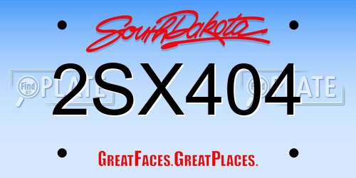 2SX404 South Dakota License Plate