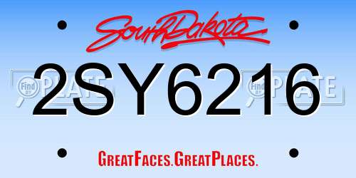 2SY6216 South Dakota License Plate