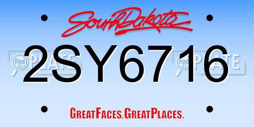 2SY6716 South Dakota License Plate