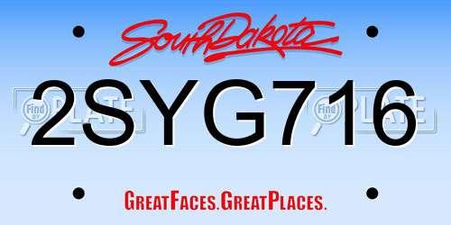 2SYG716 South Dakota License Plate