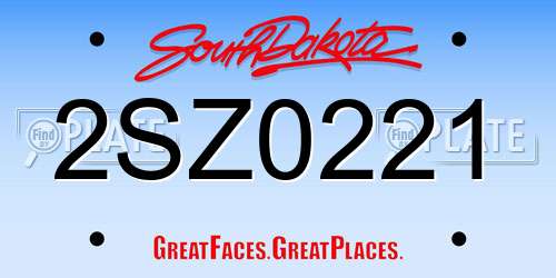 2SZ0221 South Dakota License Plate