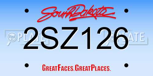 2SZ126 South Dakota License Plate