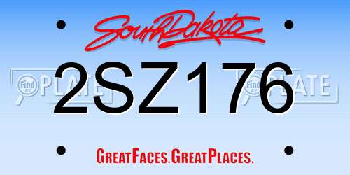 2SZ176 South Dakota License Plate