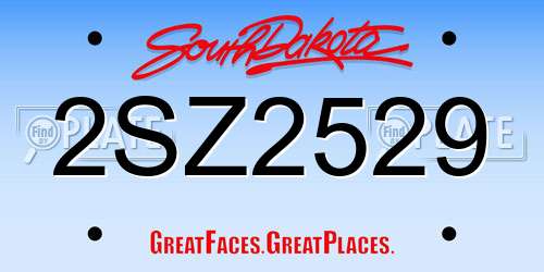 2SZ2529 South Dakota License Plate