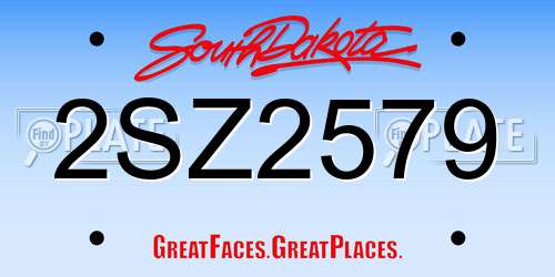 2SZ2579 South Dakota License Plate