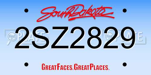 2SZ2829 South Dakota License Plate