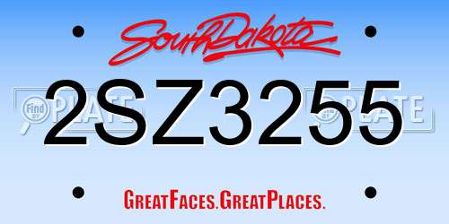 2SZ3255 South Dakota License Plate
