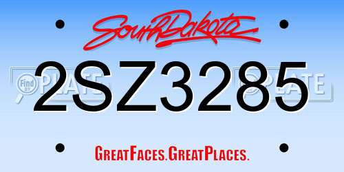 2SZ3285 South Dakota License Plate