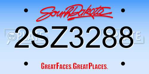 2SZ3288 South Dakota License Plate