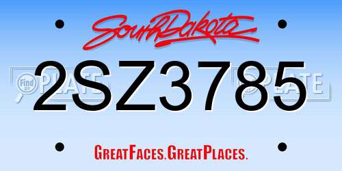2SZ3785 South Dakota License Plate