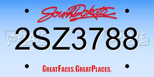 2SZ3788 South Dakota License Plate