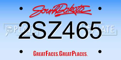 2SZ465 South Dakota License Plate