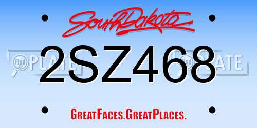 2SZ468 South Dakota License Plate