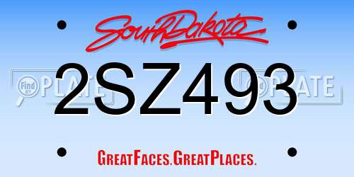 2SZ493 South Dakota License Plate
