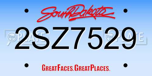 2SZ7529 South Dakota License Plate