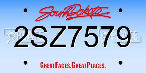 2SZ7579 South Dakota License Plate