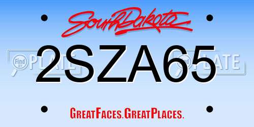 2SZA65 South Dakota License Plate