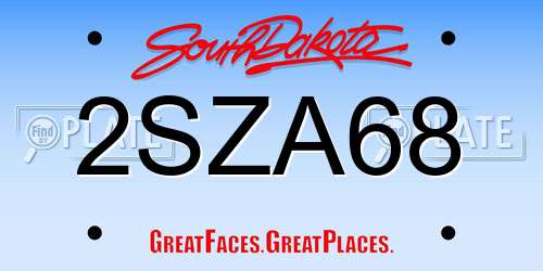 2SZA68 South Dakota License Plate