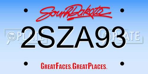 2SZA93 South Dakota License Plate