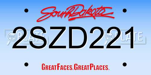 2SZD221 South Dakota License Plate