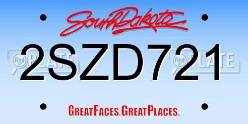 2SZD721 South Dakota License Plate