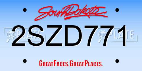2SZD771 South Dakota License Plate