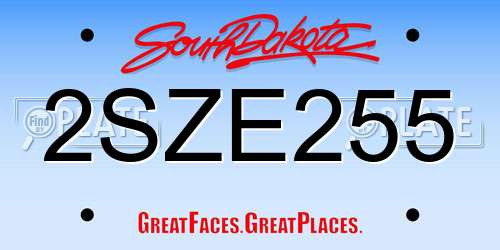 2SZE255 South Dakota License Plate