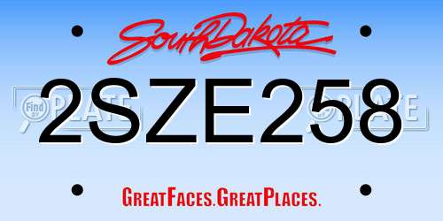 2SZE258 South Dakota License Plate