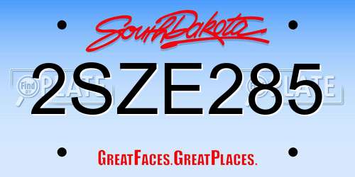 2SZE285 South Dakota License Plate