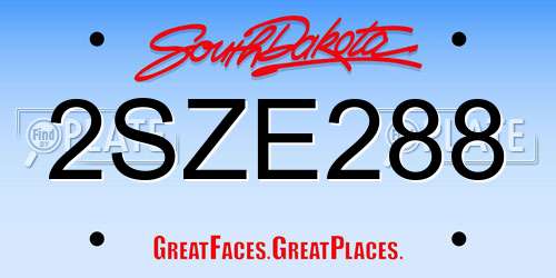 2SZE288 South Dakota License Plate