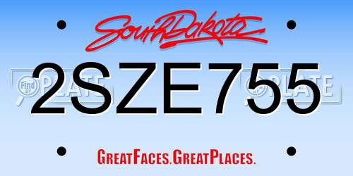 2SZE755 South Dakota License Plate
