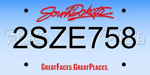 2SZE758 South Dakota License Plate