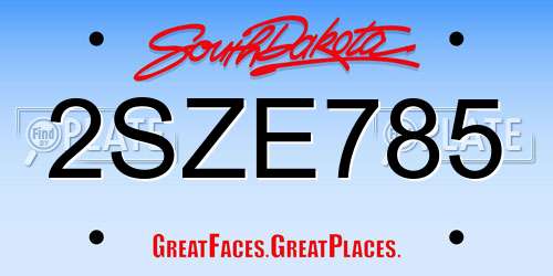 2SZE785 South Dakota License Plate