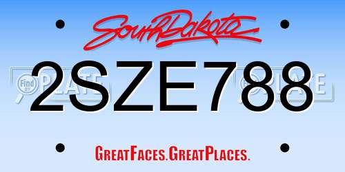 2SZE788 South Dakota License Plate