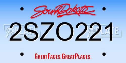 2SZO221 South Dakota License Plate