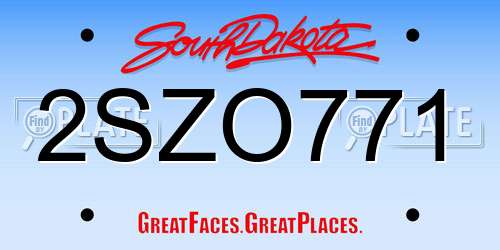 2SZO771 South Dakota License Plate