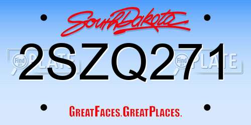 2SZQ271 South Dakota License Plate