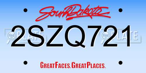 2SZQ721 South Dakota License Plate