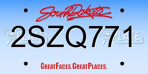 2SZQ771 South Dakota License Plate