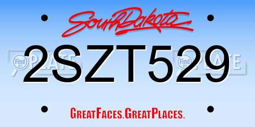 2SZT529 South Dakota License Plate