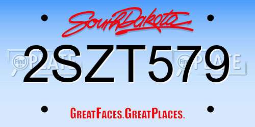 2SZT579 South Dakota License Plate