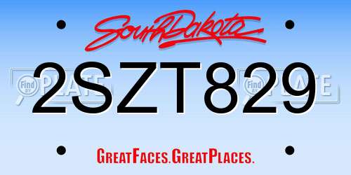 2SZT829 South Dakota License Plate