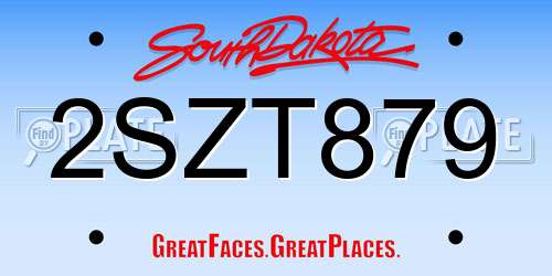 2SZT879 South Dakota License Plate