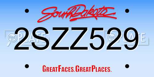 2SZZ529 South Dakota License Plate