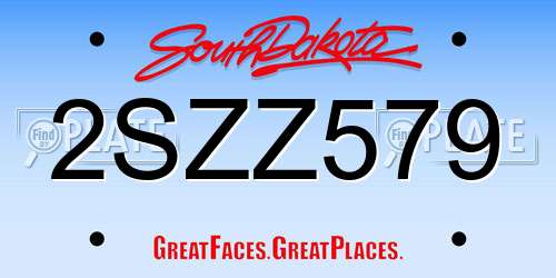 2SZZ579 South Dakota License Plate