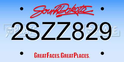 2SZZ829 South Dakota License Plate
