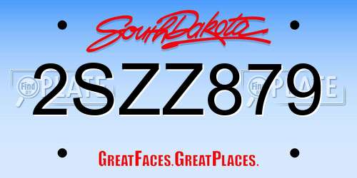 2SZZ879 South Dakota License Plate