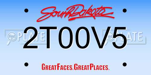 2T00V5 South Dakota License Plate