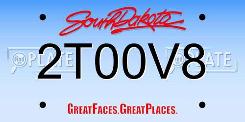 2T00V8 South Dakota License Plate