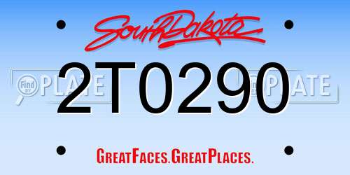 2T0290 South Dakota License Plate